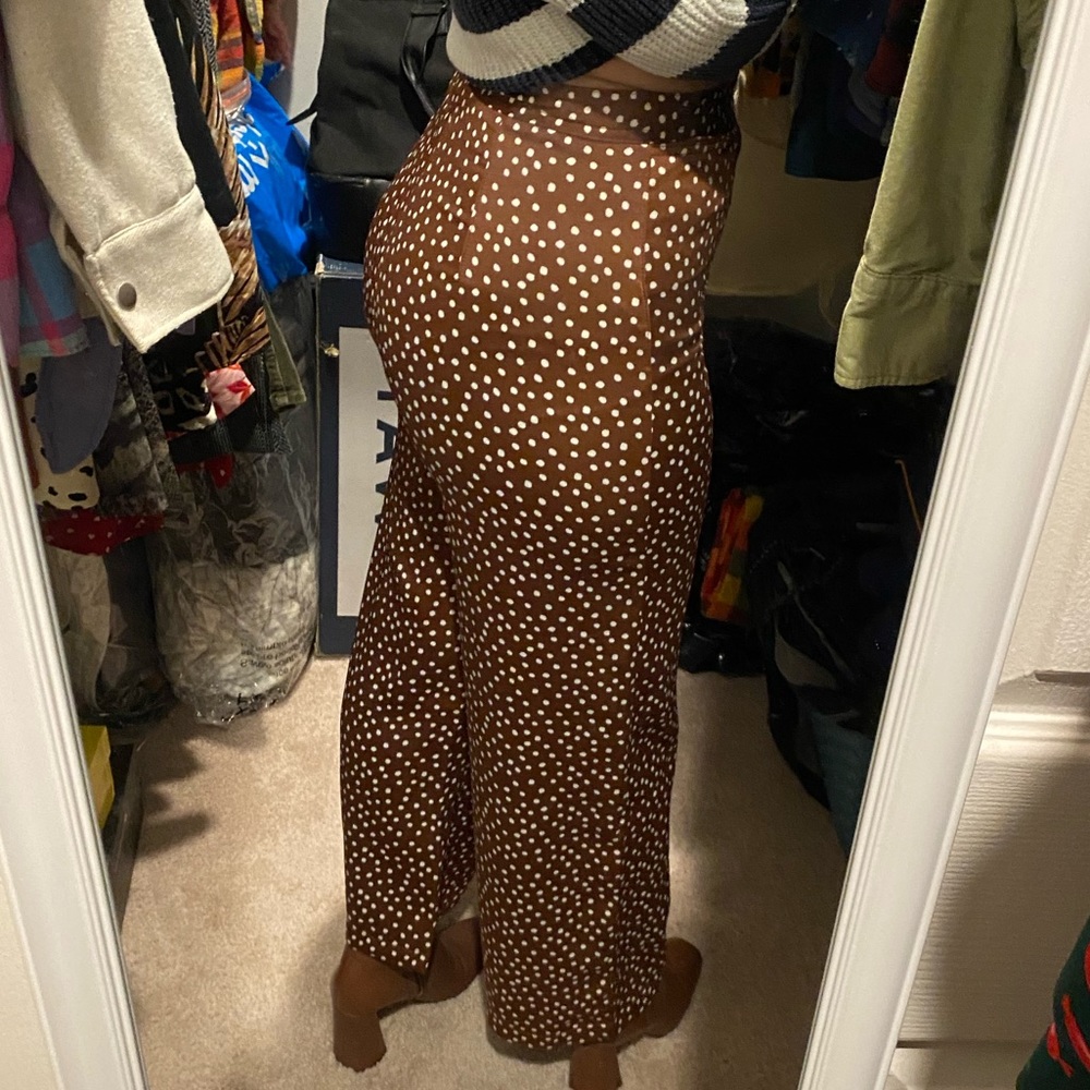 Urban Outfitters Satin Brown Polka Dot Pants